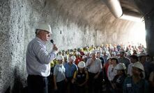  Site operations director Vern Wills addressing government, industry and media at the opening of the underground mine environment in 2015.