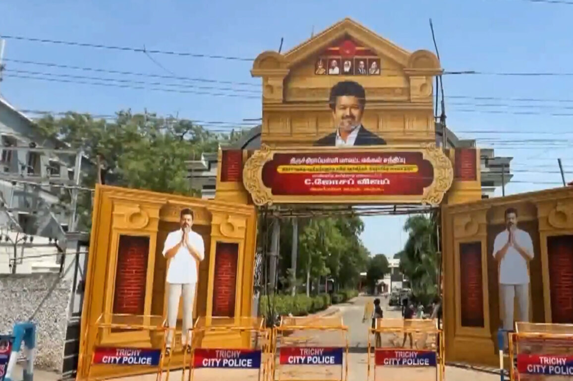 Tamil Nadu: Preparations underway for CM Vijay's Tiruchirappalli rally on June 1