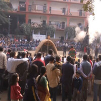 Students, teachers of Assam Jatiya Bidyalay celebrate pre-Magh Bihu festival in Guwahati