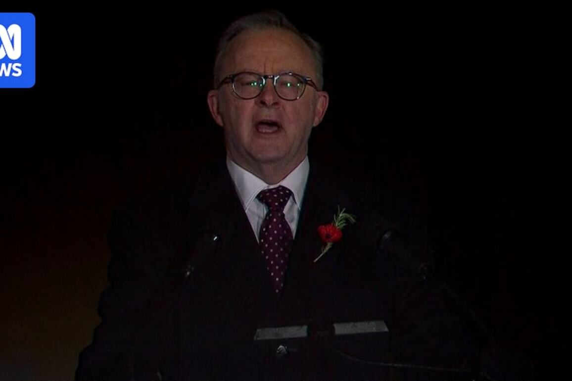 Anthony Albanese speaks at Anzac Day Dawn Service in Canberra