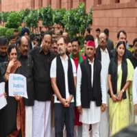 INDIA bloc's protest against Bihar SIR enters second day at Parliament