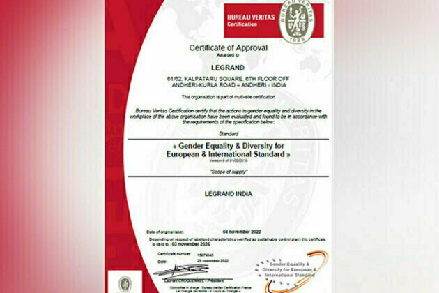 Group Legrand India receives Gender Equality and Diversity for European and International Standard Certification