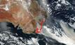 A NASA satellite image of the bushfires