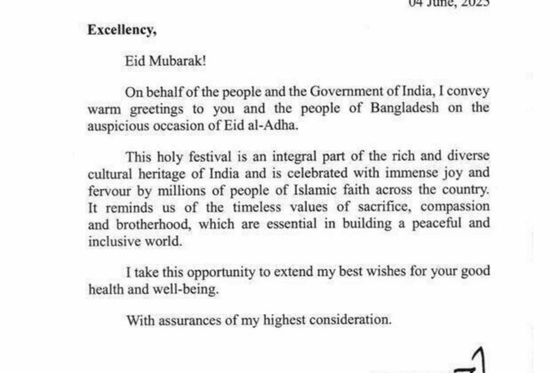 PM Modi, Dr. Yunus Exchange Eid Greetings