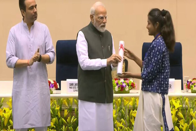 Delhi: PM Modi felicitates 46 all-India toppers from ITIs at Kaushal Deekshant Samaroh