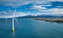 Scenery of offshore wind power generation wind turbines along the Sea of ​​Japan coast in winter.