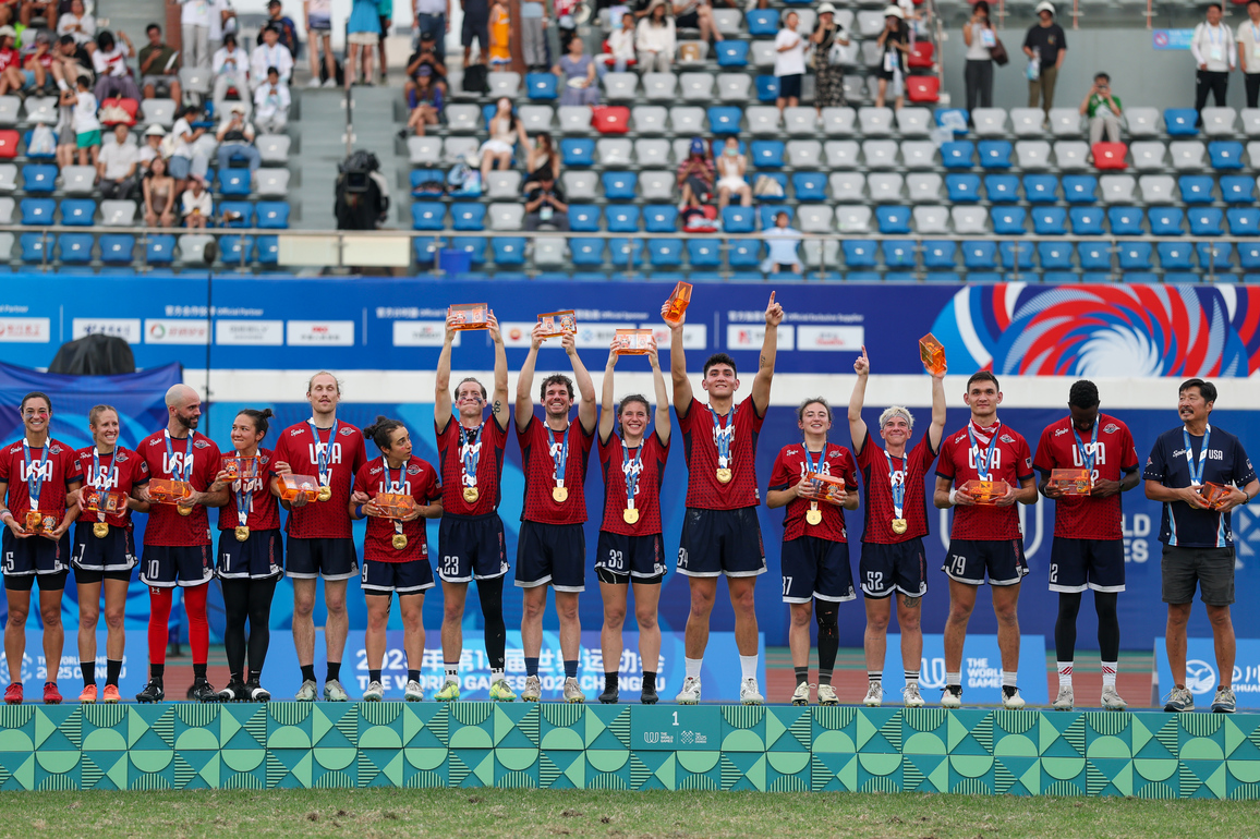 (SP)CHINA-CHENGDU-THE WORLD GAMES 2025-ULTIMATE FLYING DISC-MIXED-VICTORY CEREMONY(CN)