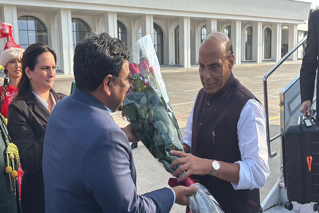 Kyrgyzstan: Rajnath Singh arrives in Bishkek to attend SCO Defence Ministers' Meeting