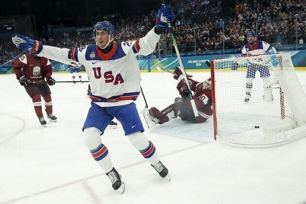 Brock Nelson, US drill Latvia 5-1 in men's hockey opener in Milan