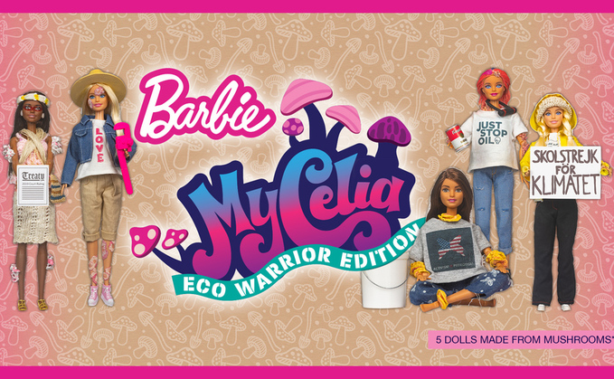 The hoax claimed Mattel was launching a new 'ecowarrior' Barbie collection, made from mushroom mycelium | Credit: Barbie Liberation Front