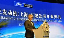  Wartsila president Jaakko Eskola addresses the ceremony in Shanghai.