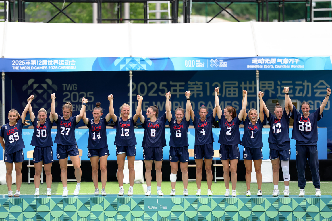 (SP)CHINA-CHENGDU-THE WORLD GAMES 2025-LACROSSE-WOMEN-VICTORY CEREMONY (CN)