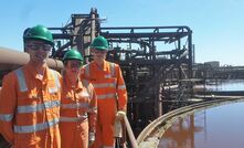 Flinders students William Tucker, Samantha Pandelus and Daniel Rossouw at Olympic Dam