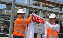 MMG chairman Guo Wenqing and CEO Jerry Jiao cutting the ribbon at Dugald River opening.