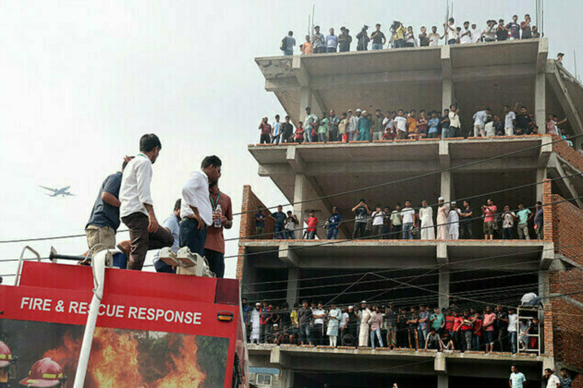 Nineteen killed as Bangladesh Air Force plane crashes into school 