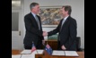  USGS director Dr Jim Reilly and Geoscience Australia’s chief of resources Dr Andrew Heap signed the agreement