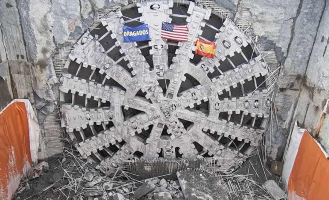 TBM Chessie breaking through on the Parallel Thimble Shoal Tunnel Project at the Chesapeake Bay Bridge-Tunnel (CBBT), Virginia, US
