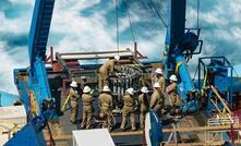 Scientists prepare to launch a CTD rosette to gather data on water temperature, salinity, density and turbidity 