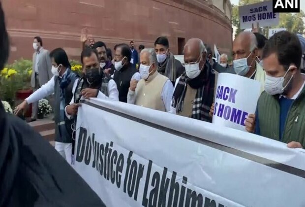 Opposition MPs hold march seeking MoS Home's suspension over Lakhimpur Kheri incident