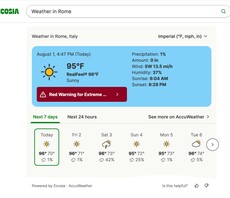 Ecosia integrates hyper-local weather forecasts into search results