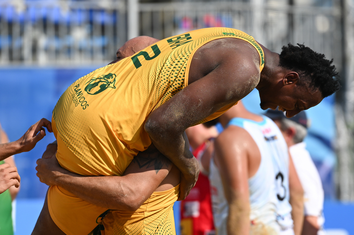 (SP)CHINA-CHENGDU-THE WORLD GAMES 2025-BEACH HANDBALL-MEN'S FINALS BRONZE MEDAL MATCH-ESP VS BRA (CN)