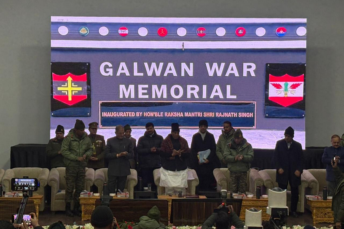 A tribute to 20 martyrs: Rajnath Singh virtually inaugurates "Galwan War Memorial" from Leh