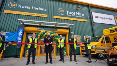 Cheltenham Mayor open relocated Travis Perkins branch