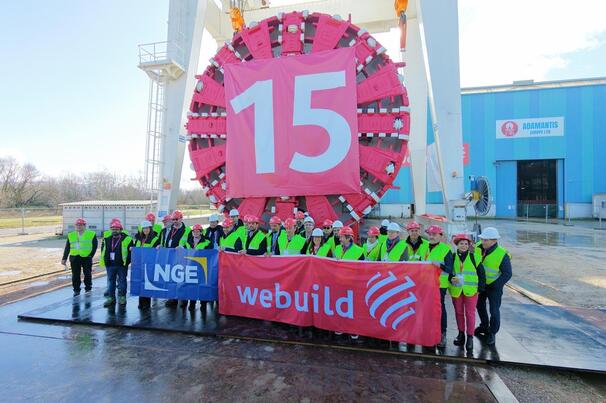 A TBM, refurbished by WEM, ready to begin work on the tunnel linking the Bécon-les-Bruyères station to the Saint-Denis–Pleyel hub, in the Paris region