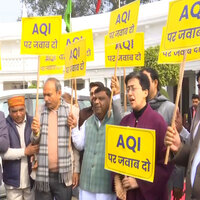 "BJP running away from issue of pollution": AAP stages protest in Delhi Assembly over rising AQI
