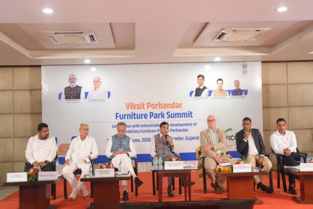 Union Minister Mansukh Mandaviya chairs Viksit Porbandar Furniture Park Summit in Porbandar