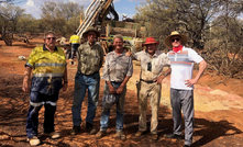 Blaze directors Simon Coxhell and Mathew Walker with the vendors prior to first drilling at MMS