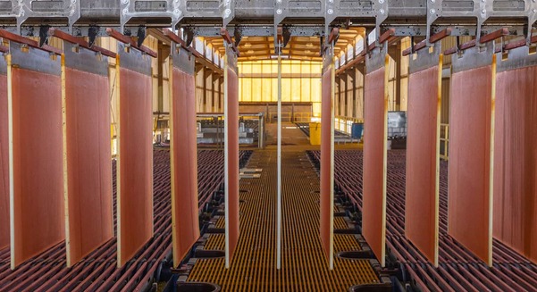 Copper cathodes at Gunnison Copper's Johnson Camp Mine
