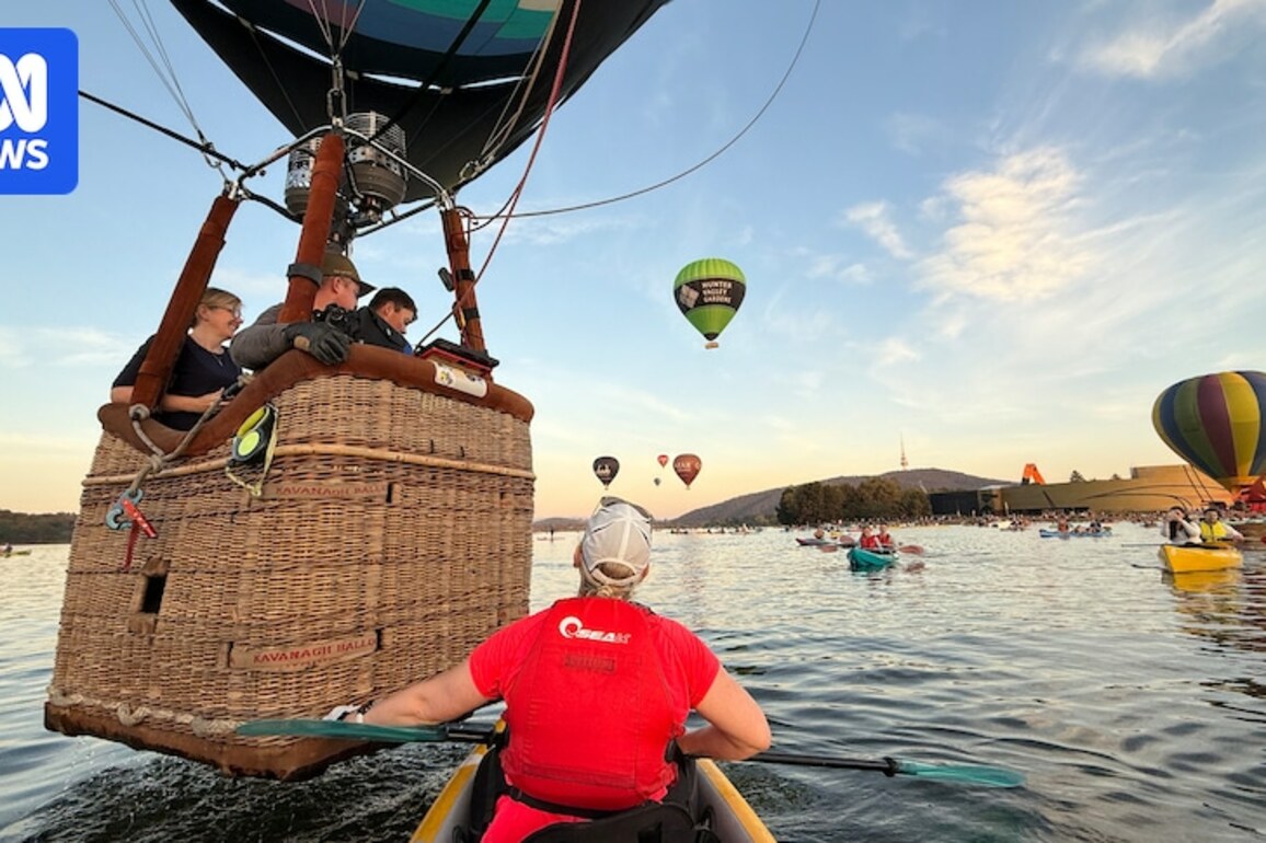 Hot air balloons in Canberra spending more time on the water as kayakers hitch a ride