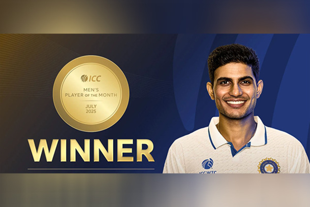 Shubman Gill becomes ICC Men's Player of the Month for July