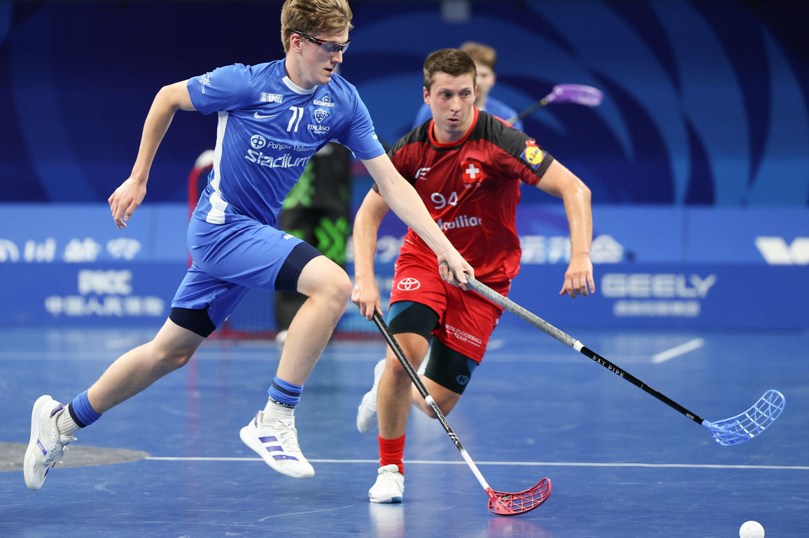 (SP)CHINA-CHENGDU-THE WORLD GAMES 2025-FLOORBALL-MEN'S SEMIFINAL-FIN VS SUI (CN)