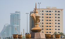 Monument of traditional Arabic coffee pot in Fujairah.