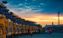 Trucks at Solidcore's flagship Kyzyl gold mine in Kazakhstan