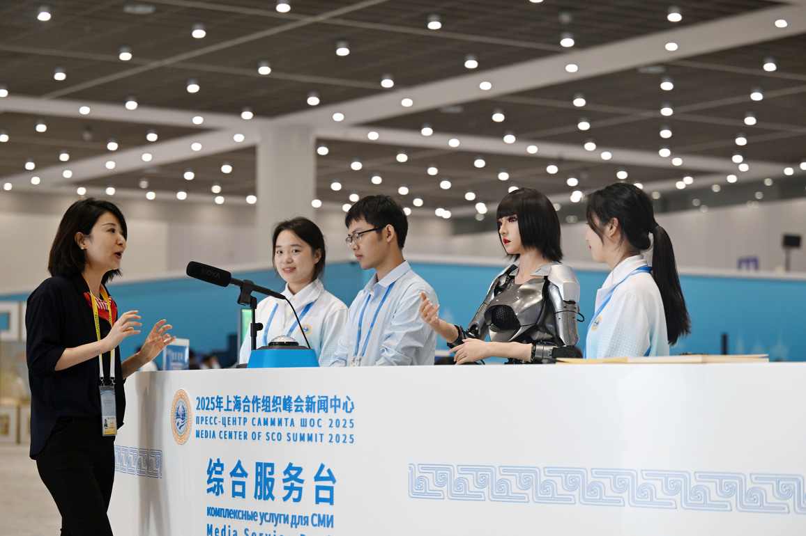 (SCO Tianjin Summit)CHINA-TIANJIN-SCO SUMMIT-MEDIA CENTER-OPEN (CN)