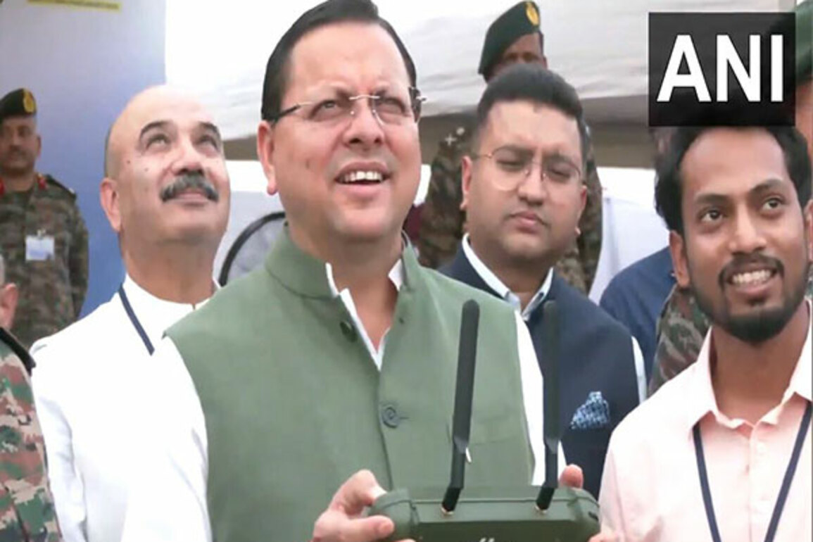 Uttarakhand CM Dhami inspects Surya Drone Tech-2025 program at Jaswant Ground in Dehradun
