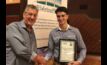 John Hanrahan Scholarship recipient Mitch Priestly with Barry Membrey. Picture courtesy Riverine Plains Inc