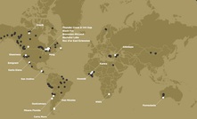 Sandstorm’s global assets – the white dots represent producing mines