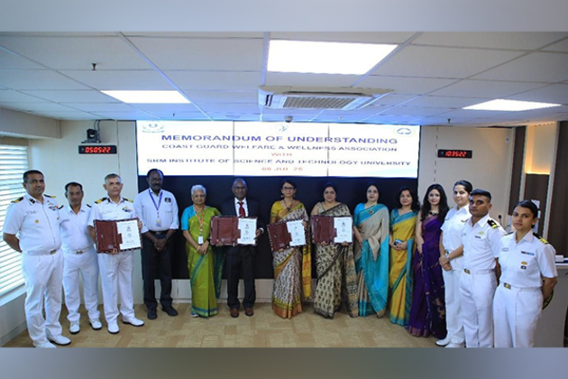 SRMIST Signs MoU with Indian Coast Guard and CGWWA to Support Educational Welfare of Coast Guard Families