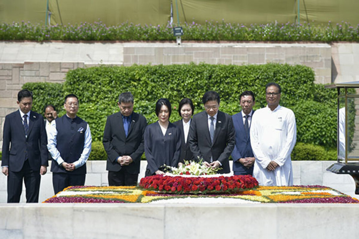 Singapore PM Lawrence Wong pays tribute to Mahatma Gandhi at Rajghat in Delhi