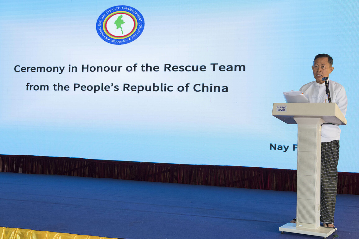 MYANMAR-NAY PYI TAW-EARTHQUAKE-CHINESE RESCUE TEAMS-LEAVING