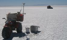 A low ground pressure trike on Lake Torrens during a geophysical survey.