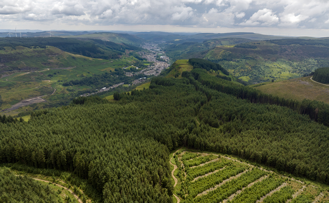 An aerial view from the Rhigos Mountain of the Rhondda Valley in South Wales UK - Credit: iStock