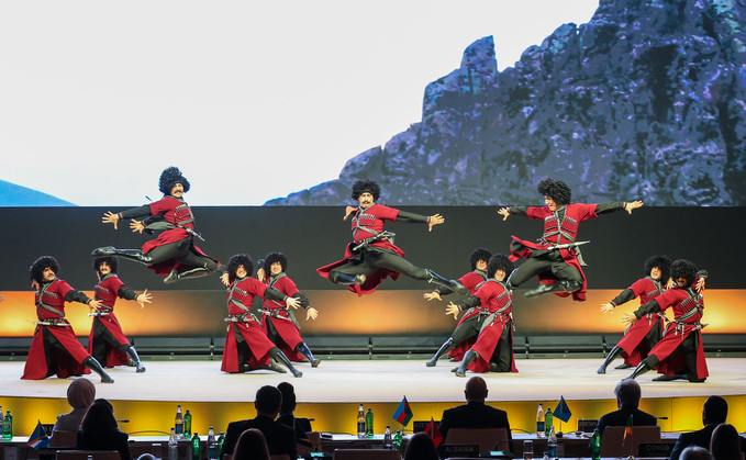 Azerbaijan's State Dance Ensemble performing at COP29 yesterday | Credit: IISD