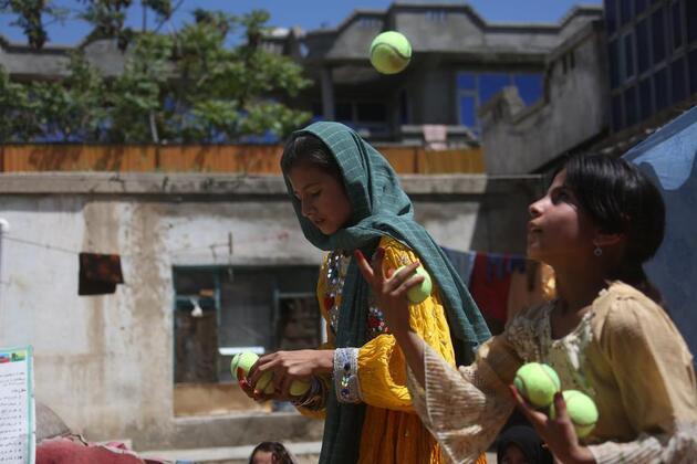 Inside a modest yard, circus training builds confidence for Afghan children