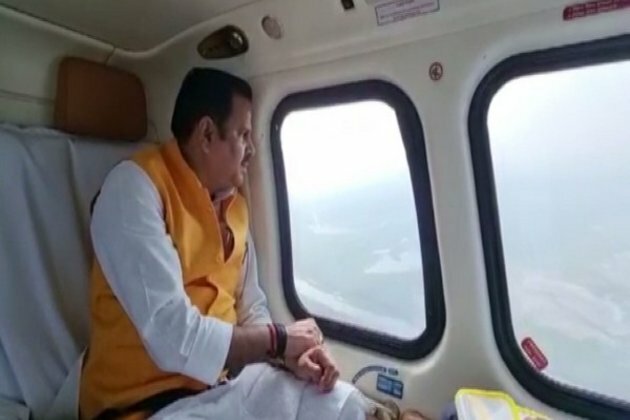 Uttar Pradesh Minister Mahendra Singh inspects flood-affected areas in Pilibhit