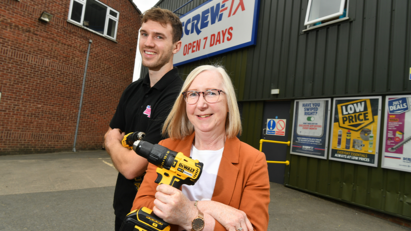 Erewash MP and Screwfix Trade Apprentice winner visit Ilkeston store